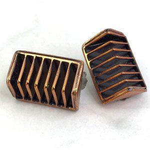 Vintage Matisse Renoir Clip On Earrings Copper Signed
